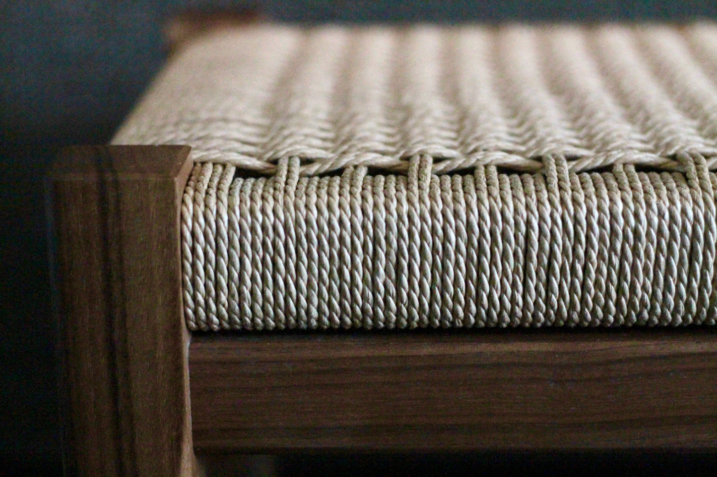 Handmade Hardwood and Danish Cord Bench