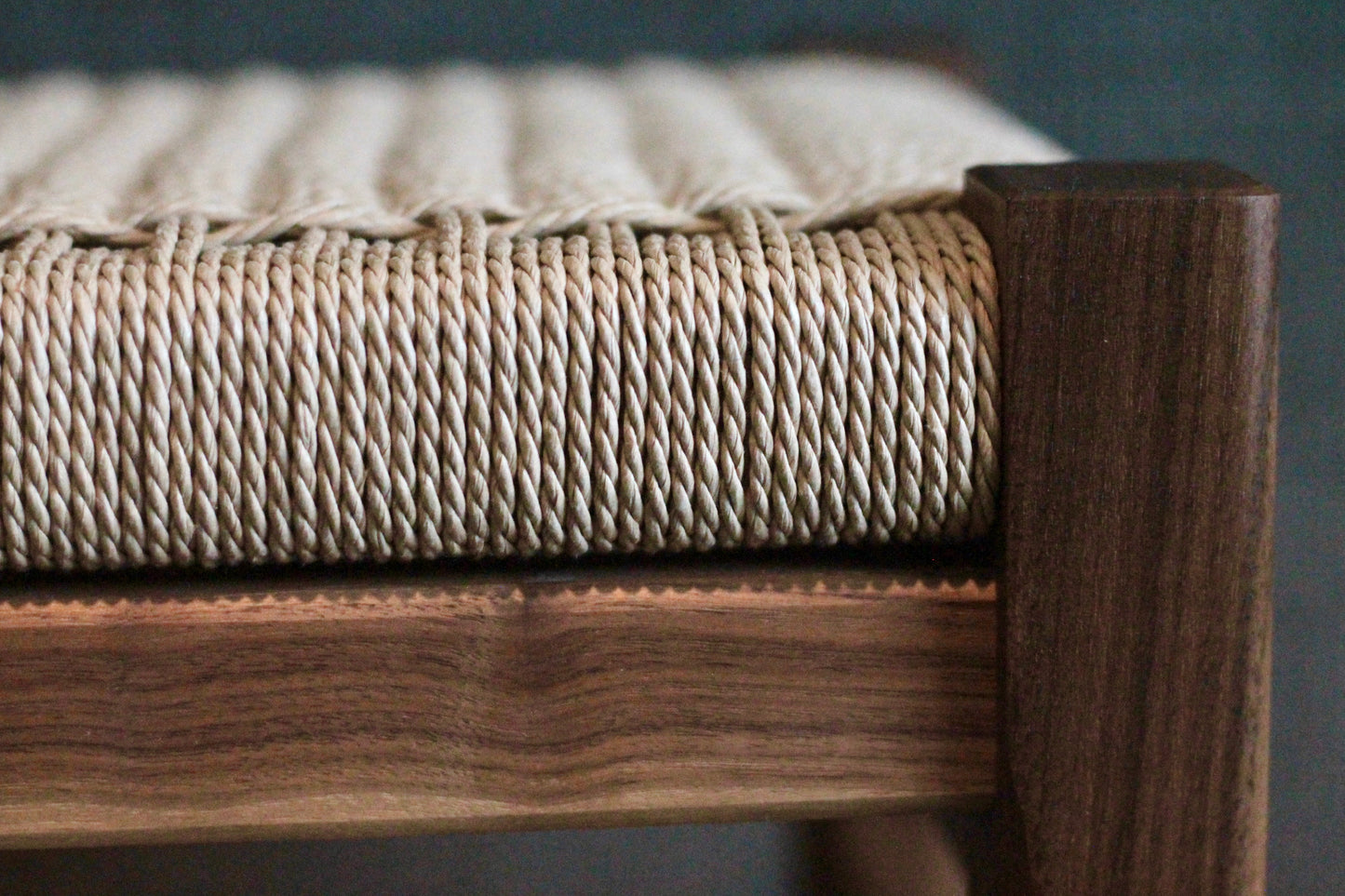 Handmade Hardwood and Danish Cord Bench