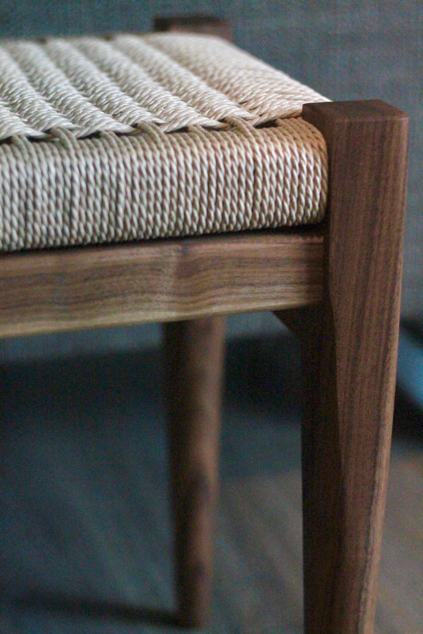 Handmade Hardwood and Danish Cord Bench