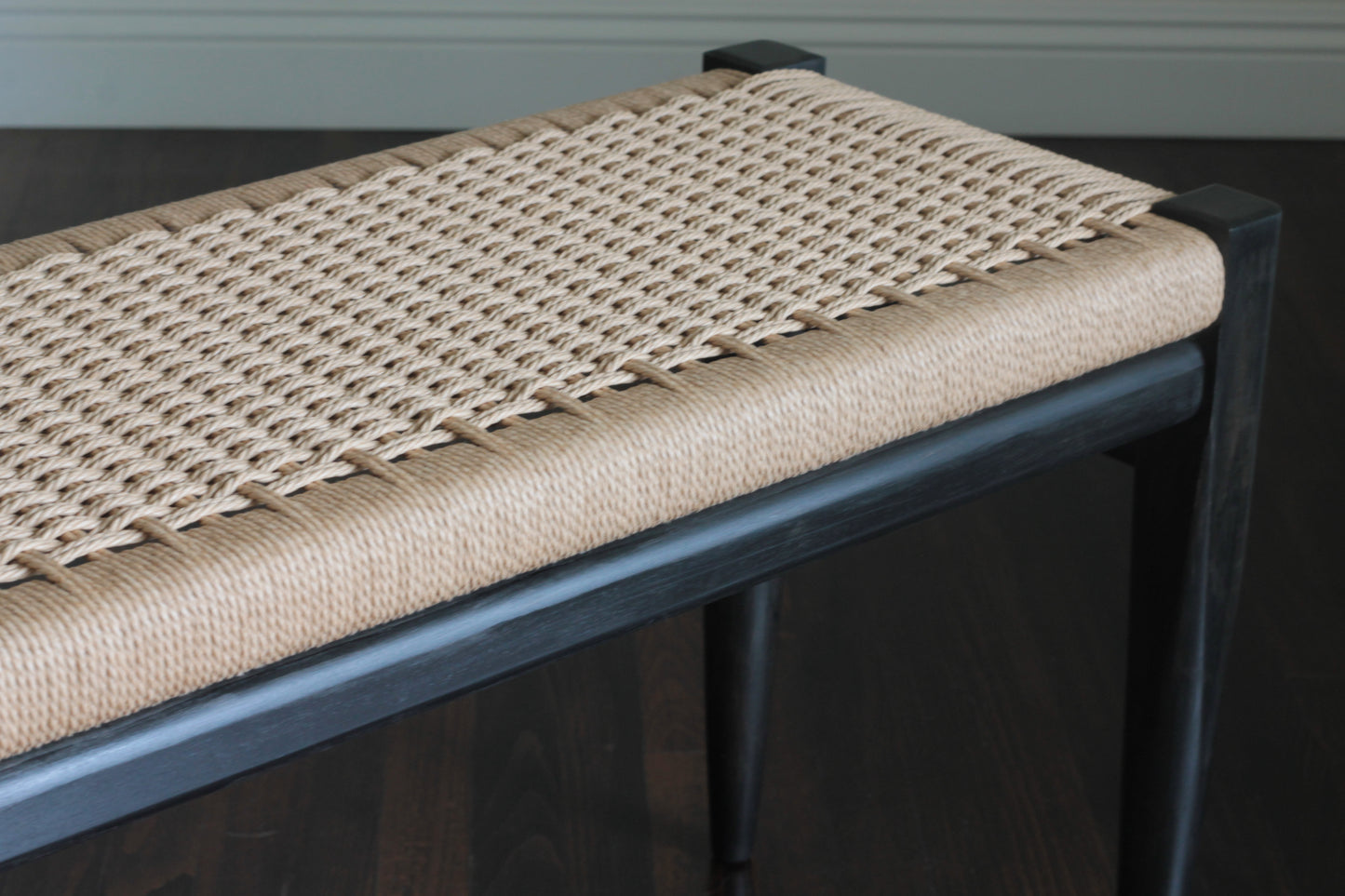 Handmade Hardwood and Danish Cord Bench