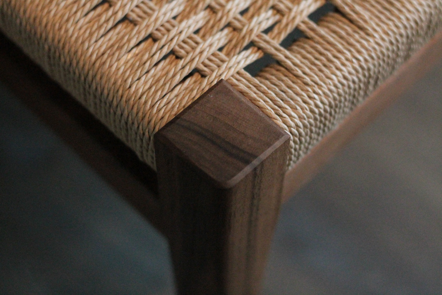 Handmade Hardwood and Danish Cord Bench